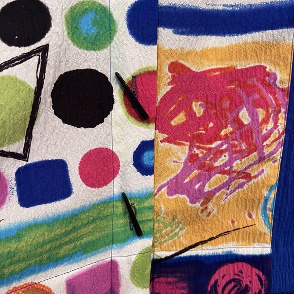 Ali Miles Top Womens 1X Abstract Art Lightweight Statement Button Front Shacket - Picture 6 of 10